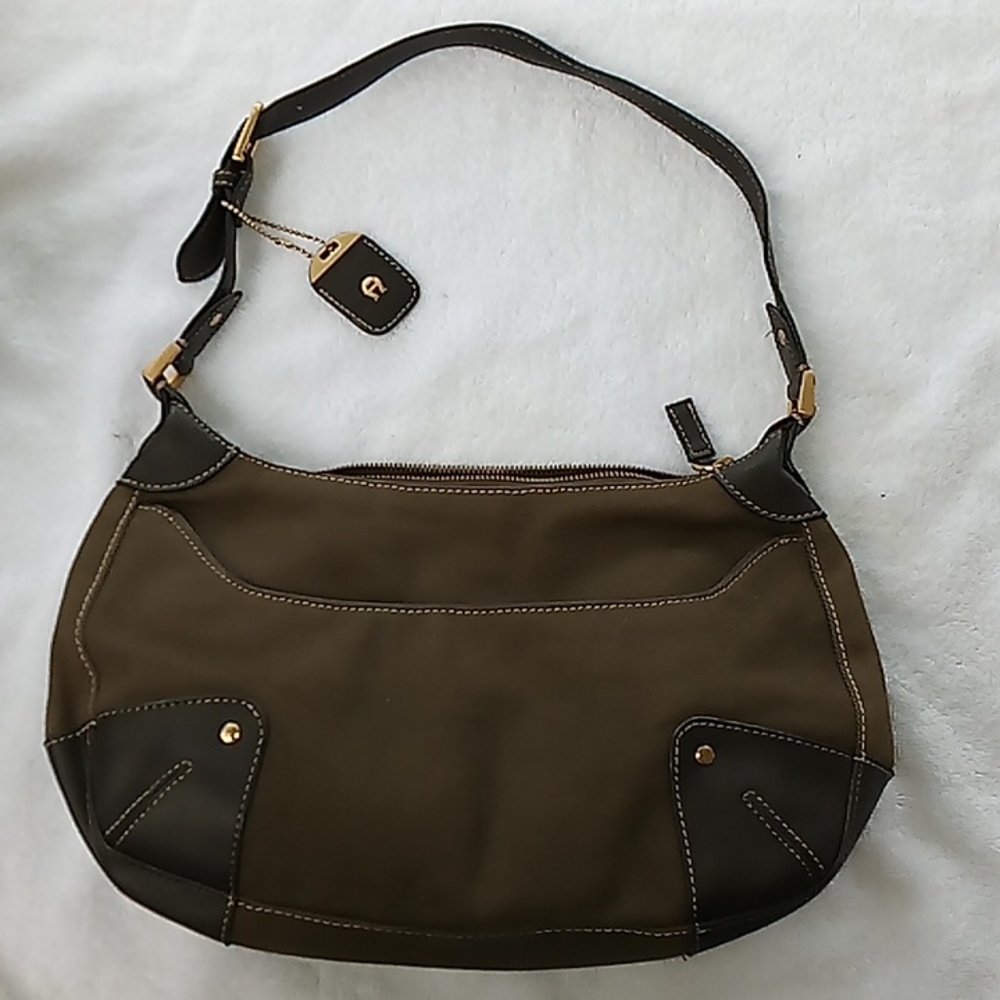 🌼Etienne Aigner Moss Green canvas shoulder bag Like New Condition